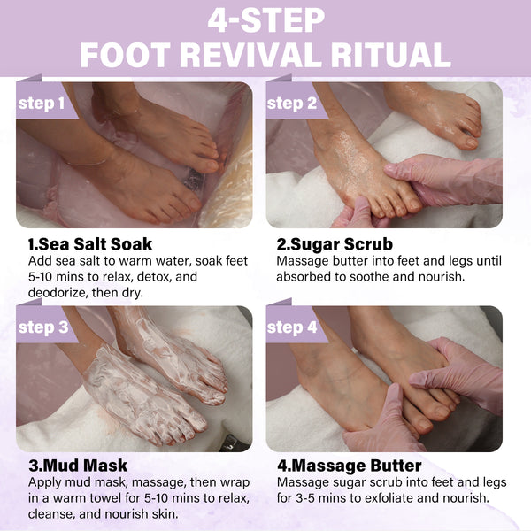 [Pedi in a Box] Deluxe 4 Step Relax & Detoxify Pedicure Spa Foot Peeling Skin Care Sets
