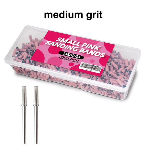 2000 PCS Sanding Bands Bulk - Coarse/Medium/Fine 3 Grits 3mm Nail Drill Bits | Includes 1 Mandrel | Salon Manicure Tools | USA Stock
