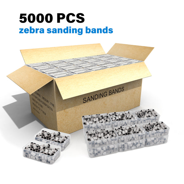 Footnice 5000 PCS Zebra Sanding Bands Bulk - Coarse/Medium/Fine 3 Grits 6.3mm Nail Drill Bits | Includes Mandrel | Salon Manicure Tools | USA Stock
