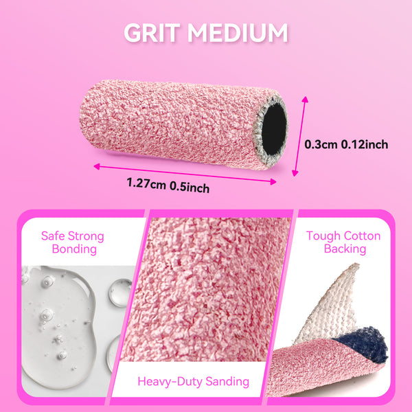 FOOTNICE 1000 PCS Sanding Bands Bulk - Coarse/Medium/Fine 3 Grits 3mm Nail Drill Bits | Includes 1 Mandrel | Salon Manicure Tools | USA Stock