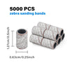 Footnice 5000 PCS Zebra Sanding Bands Bulk - Coarse/Medium/Fine 3 Grits 6.3mm Nail Drill Bits | Includes Mandrel | Salon Manicure Tools | USA Stock
