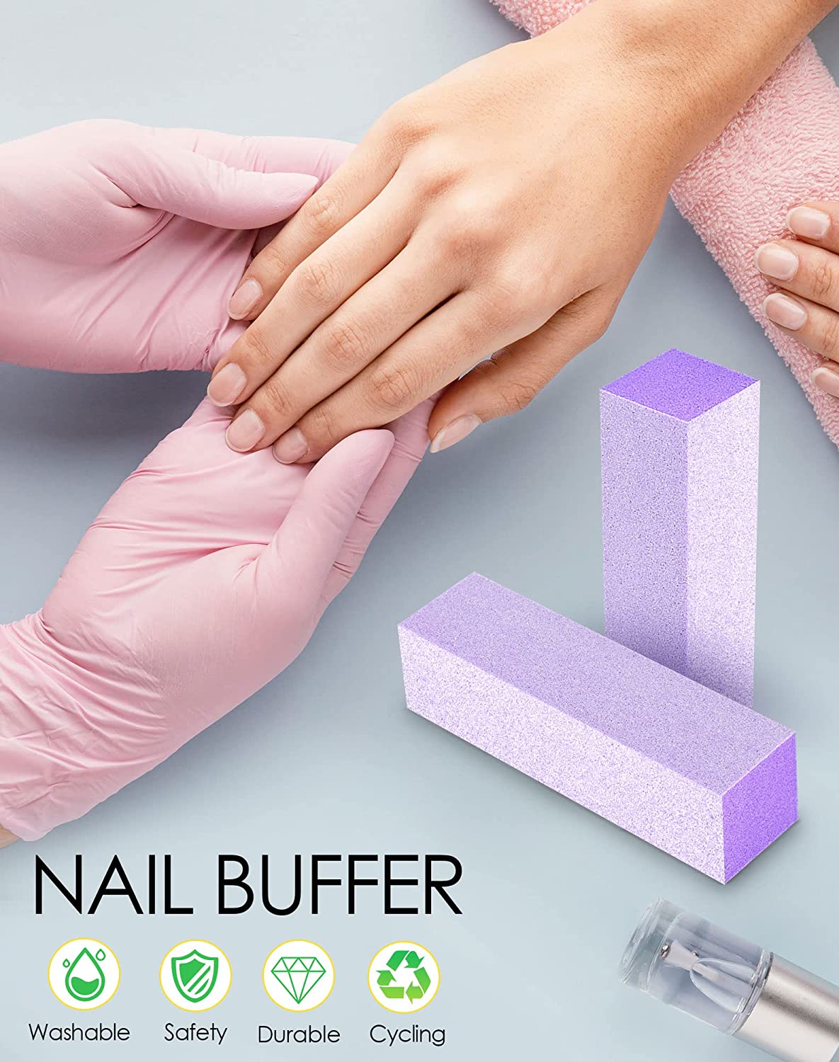 12 ШТ. Профессиональные 4-сторонние напильники для полировки ногтей 100/180 Grit Nail Art Filing Маникюрные инструменты